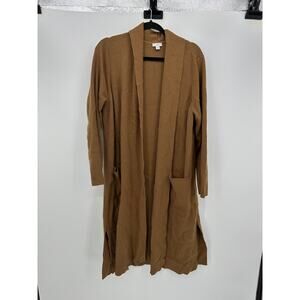 J.Jill Womens Brown Long Thick Cardigan Sweater Size L Warm Pockets Neutral Wool